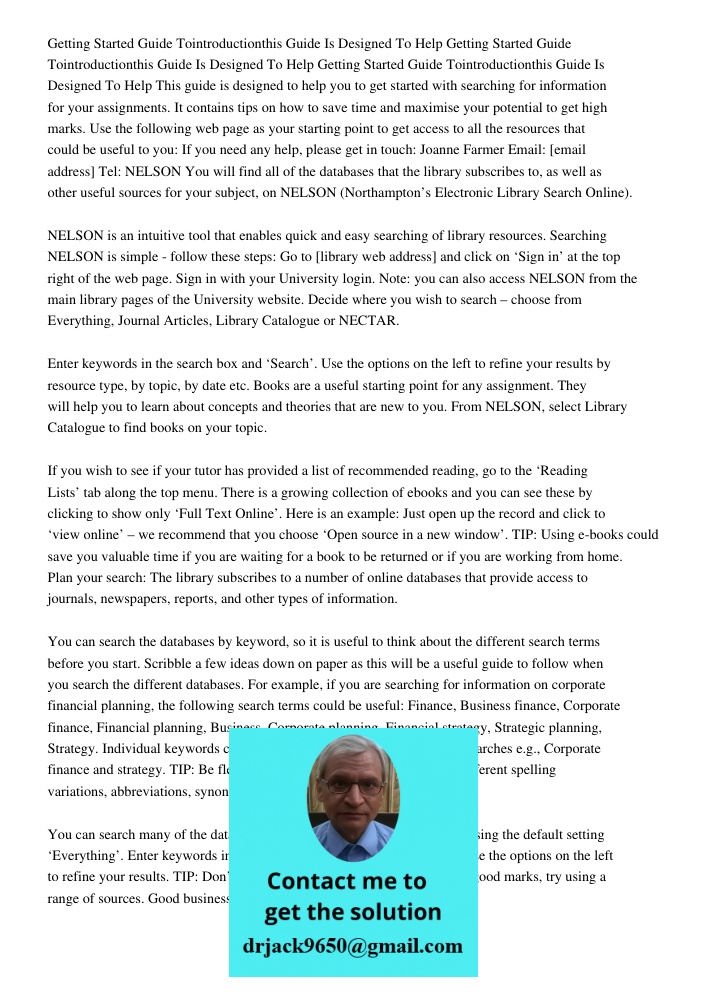 Getting Started Guide Tointroductionthis Guide Is Designed To Help This guide is designed to help you to get started with searching for information for your ass