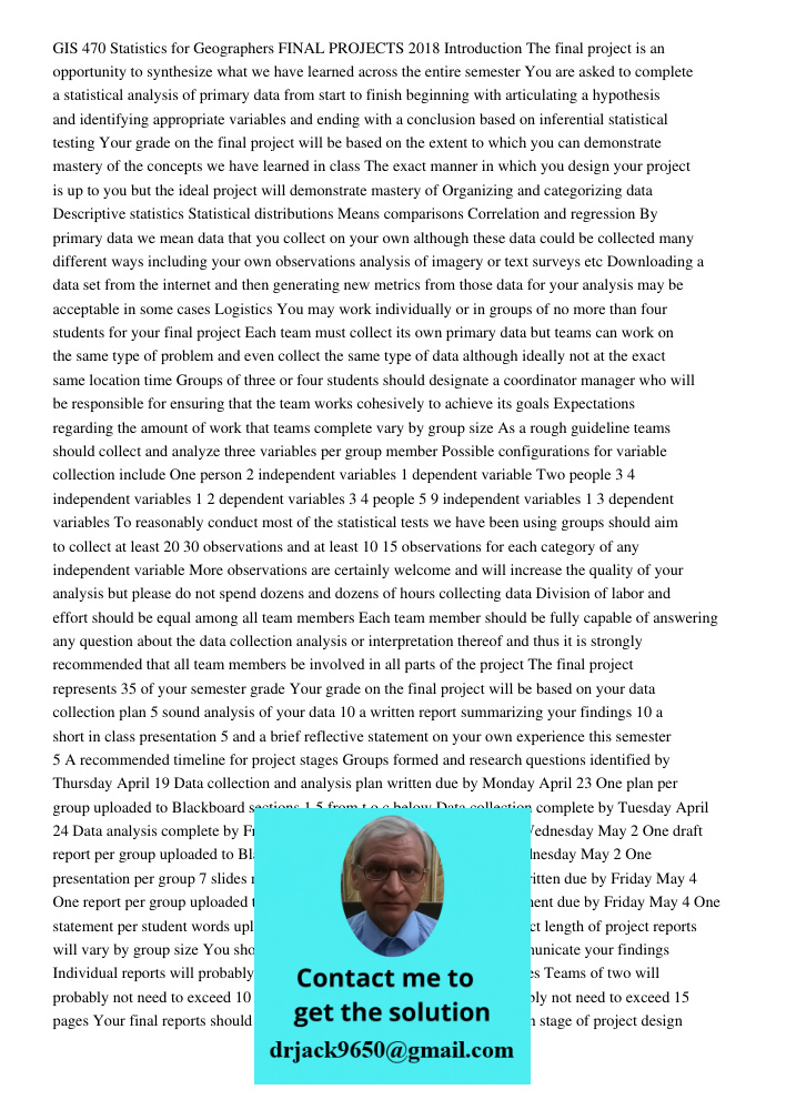 Paper For Above instruction Understanding the intricacies of spatial analysis and statistical methods is essential for geographers aiming to interpret complex g