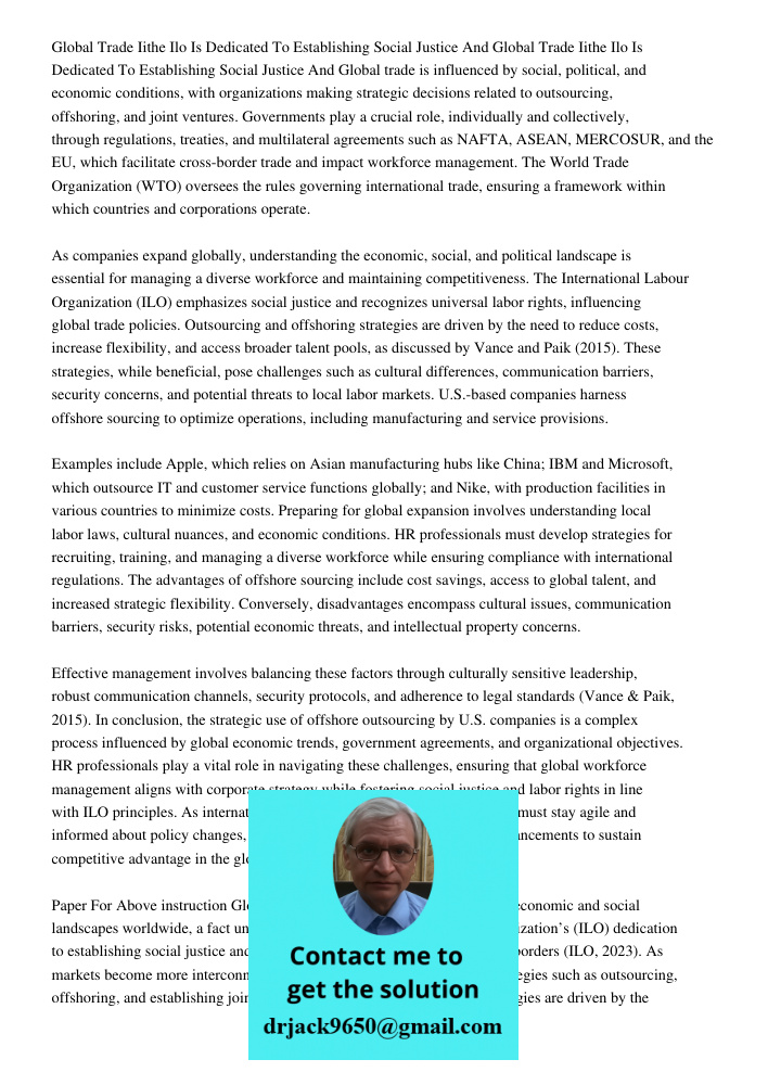 Global trade is influenced by social, political, and economic conditions, with organizations making strategic decisions related to outsourcing, offshoring, and 