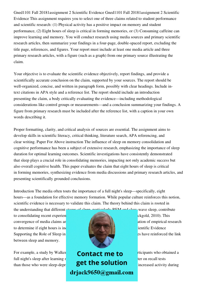 This assignment requires you to select one of three claims related to student performance and scientific research: (1) Physical activity has a positive impact o