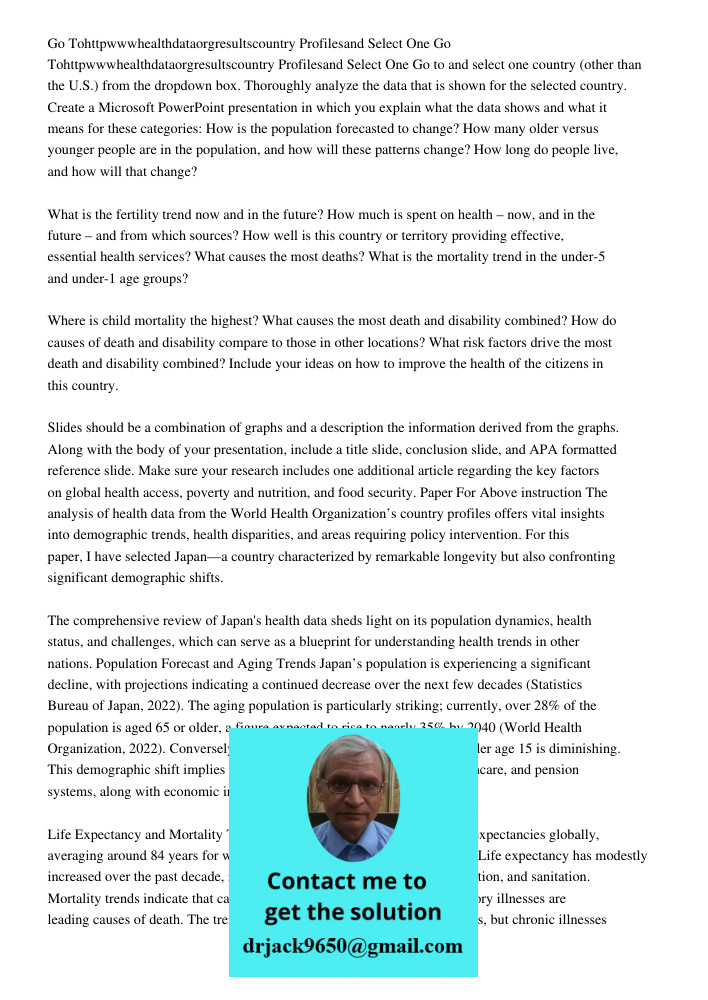 Go to and select one country (other than the U.S.) from the dropdown box. Thoroughly analyze the data that is shown for the selected country. Create a Microsoft