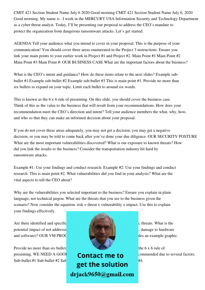 My name is . I work in the MERCURY USA Information Security and Technology Department as a cyber threat analyst. Today, I’ll be presenting our proposal to addre
