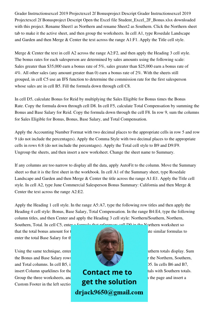 Open the Excel file Student_Excel_2F_Bonus.xlsx downloaded with this project. Rename Sheet1 as Northern and rename Sheet2 as Southern. Click the Northern sheet 