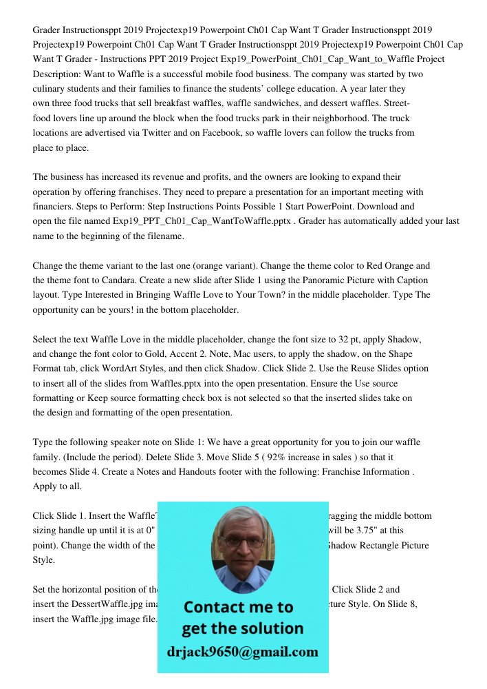 Grader Instructionsppt 2019 Projectexp19 Powerpoint Ch01 Cap Want T Grader - Instructions PPT 2019 Project Exp19_PowerPoint_Ch01_Cap_Want_to_Waffle Project Desc