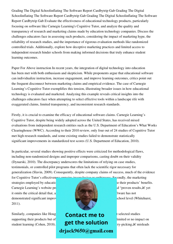 Grading The Digital Schoolinflating The Software Report Cardbytrip Gab Evaluate the effectiveness of educational technology products, particularly focusing on s