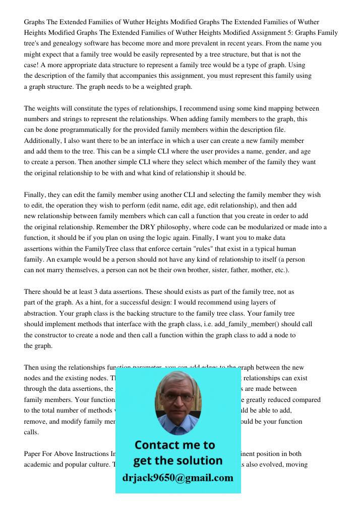 Graphs The Extended Families of Wuther Heights Modified Assignment 5: Graphs Family tree's and genealogy software has become more and more prevalent in recent y