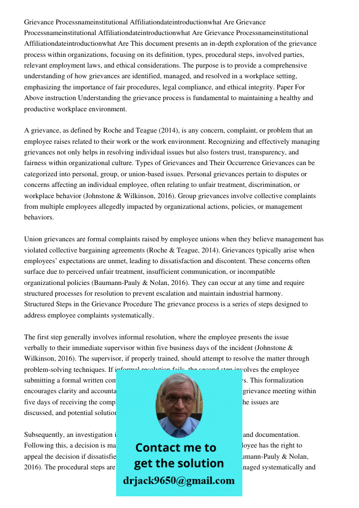 Grievance Processnameinstitutional Affiliationdateintroductionwhat Are This document presents an in-depth exploration of the grievance process within organizati