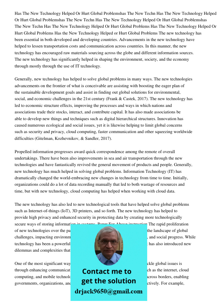 Has The New Technology Helped Or Hurt Global Problemshas The New Techn Has The New Technology Helped Or Hurt Global Problems Has The New Technology Helped Or Hu