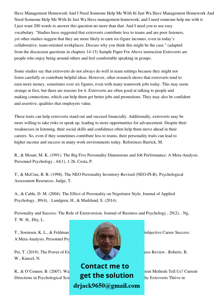 Have management homework, and I need someone help me with it. I just want 200 words to answer this question no more than that. And I need you to use easy vocabu