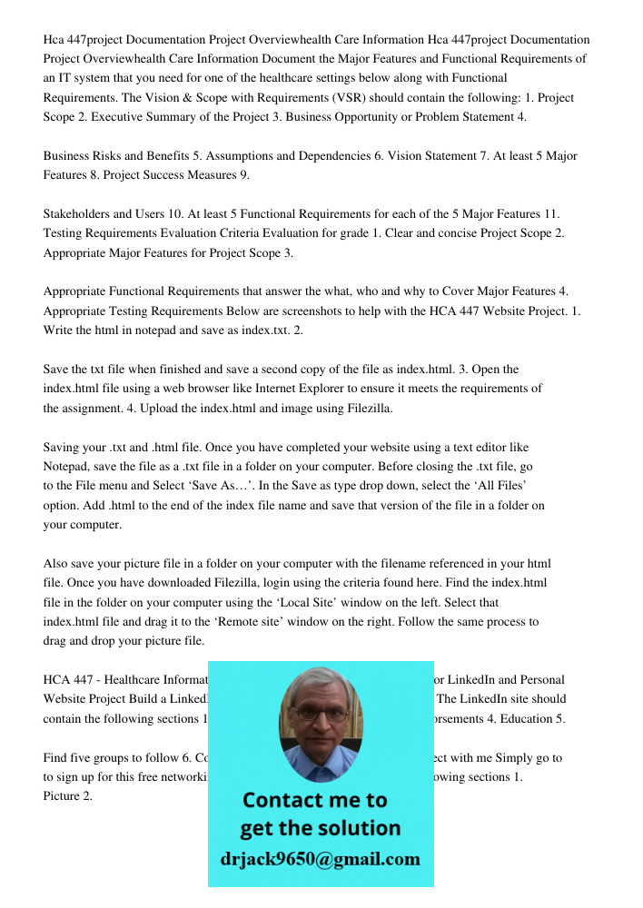 Document the Major Features and Functional Requirements of an IT system that you need for one of the healthcare settings below along with Functional Requirement