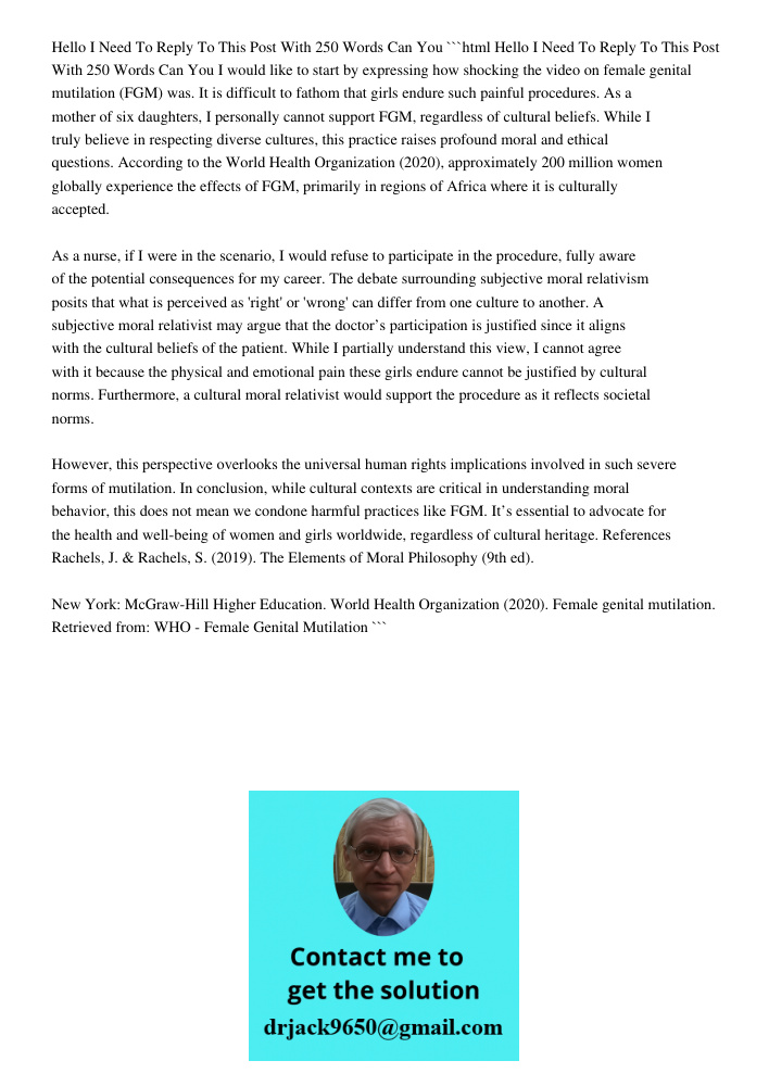 Hello, I Need To Reply To This Post With 250 Words Can You