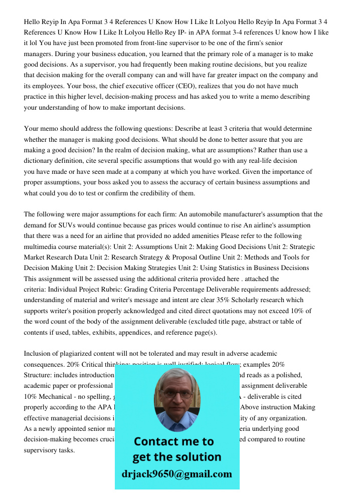Hello Rey IP- in APA format 3-4 references U know how I like it lol You have just been promoted from front-line supervisor to be one of the firm's senior manage