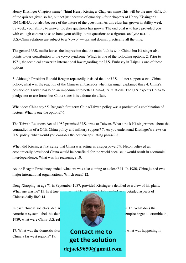 Henry Kissinger Chapters 14-17