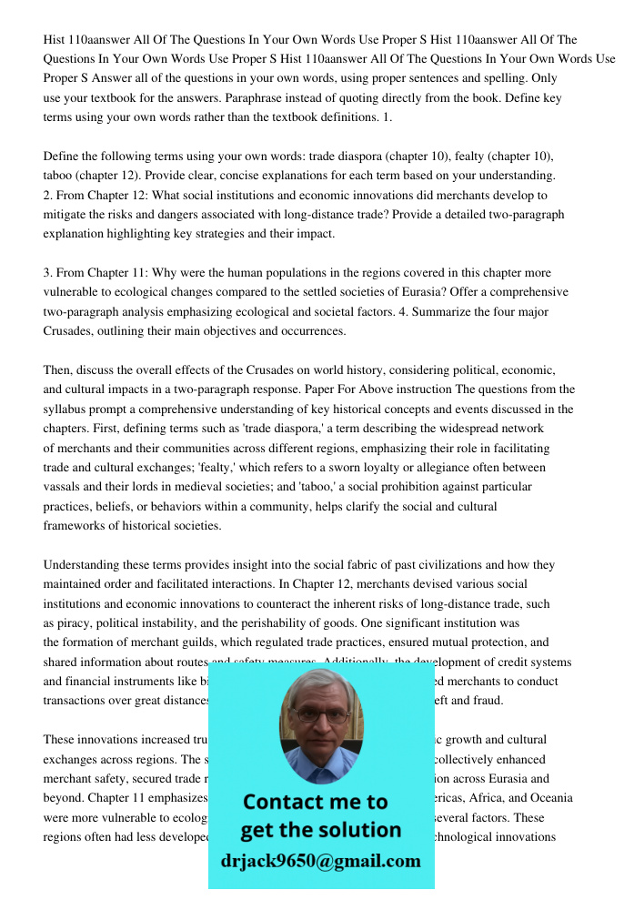 Hist 110aanswer All Of The Questions In Your Own Words Use Proper S Answer all of the questions in your own words, using proper sentences and spelling. Only use