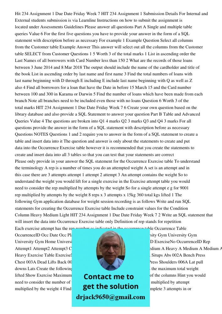 Hit 234 Assignment 1 – Due Date: Friday, Week 7 278715