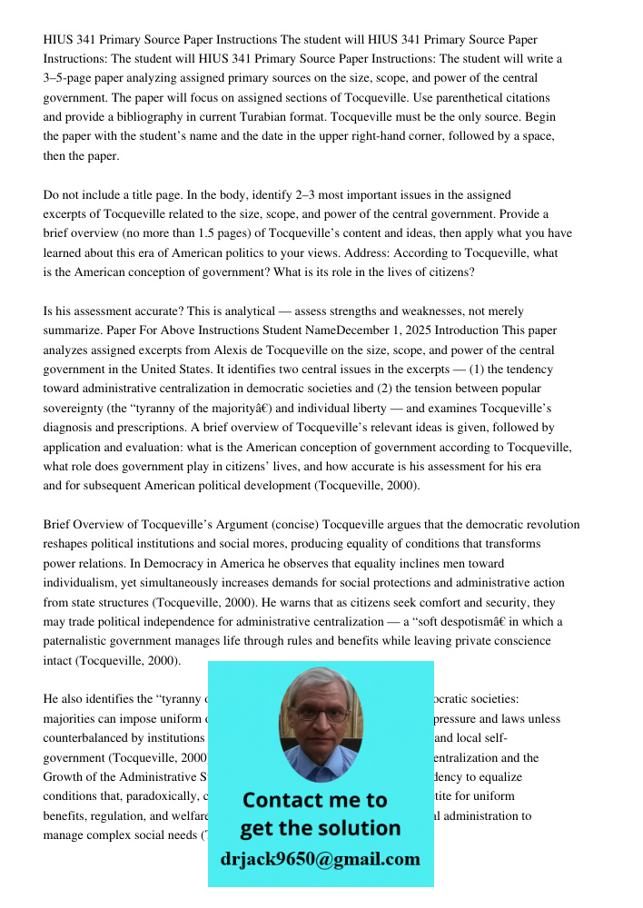 HIUS 341 Primary Source Paper Instructions: The student will write a 3–5-page paper analyzing assigned primary sources on the size, scope, and power of the cent