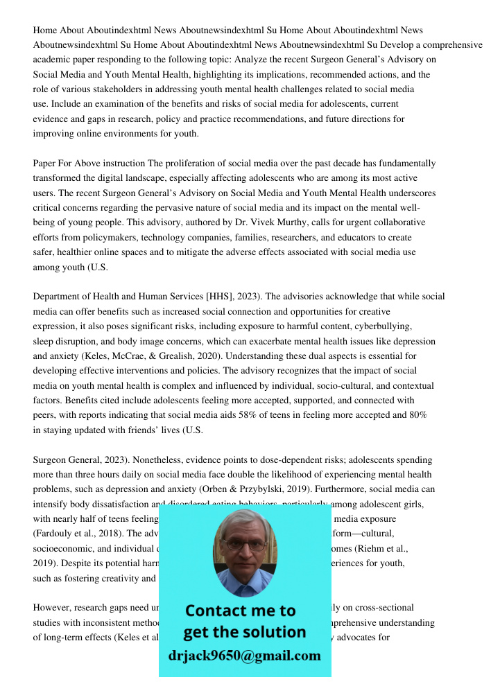 Home About Aboutindexhtml News Aboutnewsindexhtml Su Develop a comprehensive academic paper responding to the following topic: Analyze the recent Surgeon Genera