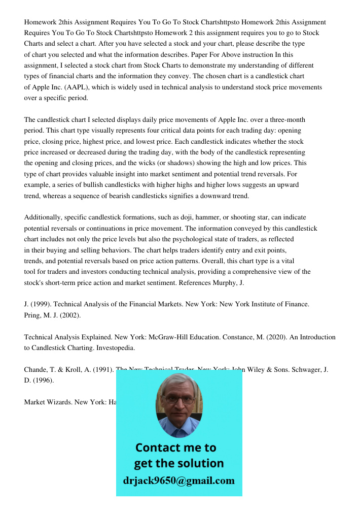 Homework 2 this assignment requires you to go to Stock Charts and select a chart. After you have selected a stock and your chart, please describe the type of ch