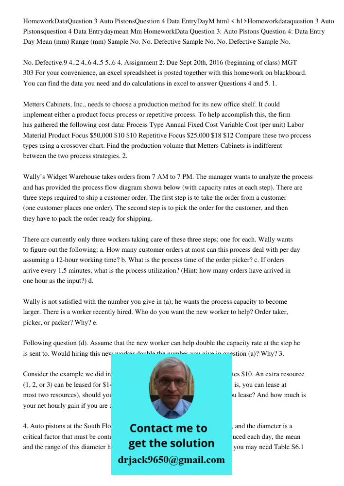< h1>Homeworkdataquestion 3 Auto Pistonsquestion 4 Data Entrydaymean Mm HomeworkData Question 3: Auto Pistons Question 4: Data Entry Day Mean (mm) Range (mm) Sa