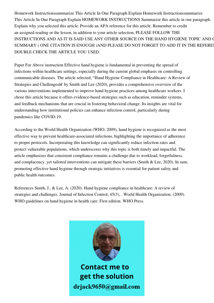 HOMEWORK INSTRUCTIONS Summarize this article in one paragraph. Explain why you selected this article. Provide an APA reference for this article. Remember to cre