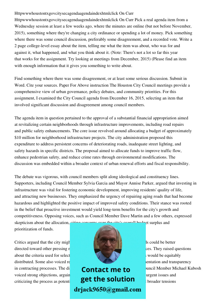 Pick a real agenda item from a Wednesday session at least a few weeks ago, where the minutes are online (but not before November, 2015), something where they're