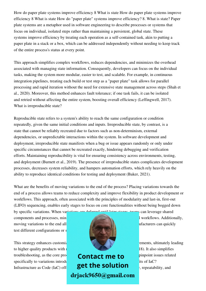 How do paper plate systems improve efficiency 8 What is state Paper plate systems are a metaphor used in software engineering to describe processes or systems t