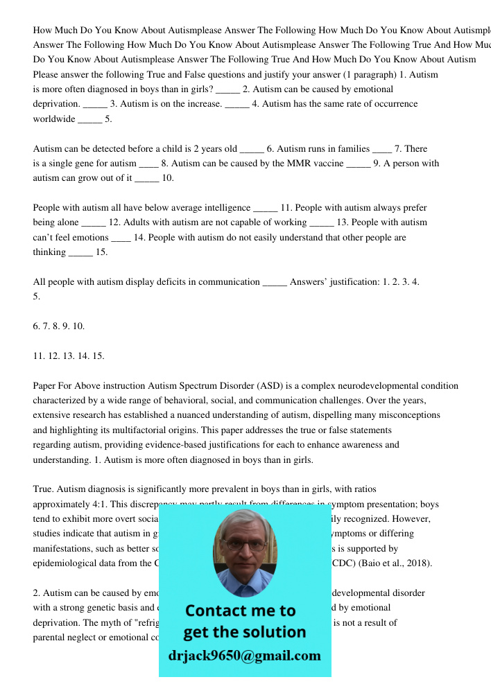 How Much Do You Know About Autismplease Answer The Following True And How Much Do You Know About Autismplease Answer The Following True And How Much Do You Know