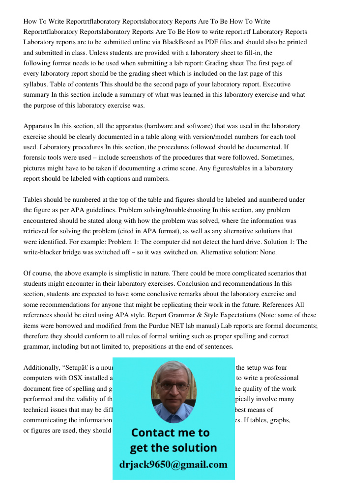 How to write report.rtf Laboratory Reports Laboratory reports are to be submitted online via BlackBoard as PDF files and should also be printed and submitted in