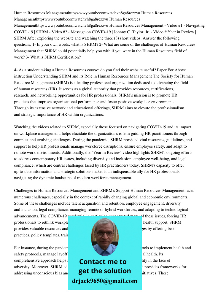 Human Resources Managementhttpswwwyoutubecomwatchvh8ga8rezzvu Human Resources Management - Video #1 - Navigating COVID-19 | SHRM - Video #2 - Message on COVID-1