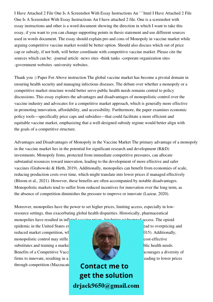 I Have Attached 2 Files, One Is A Screenshot With Essay Inst