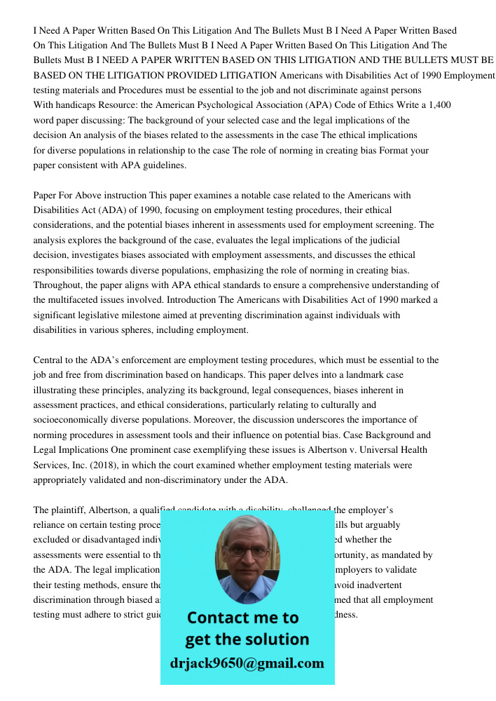 I Need A Paper Written Based On This Litigation And The Bullets Must B I NEED A PAPER WRITTEN BASED ON THIS LITIGATION AND THE BULLETS MUST BE ANSWERED BASED ON