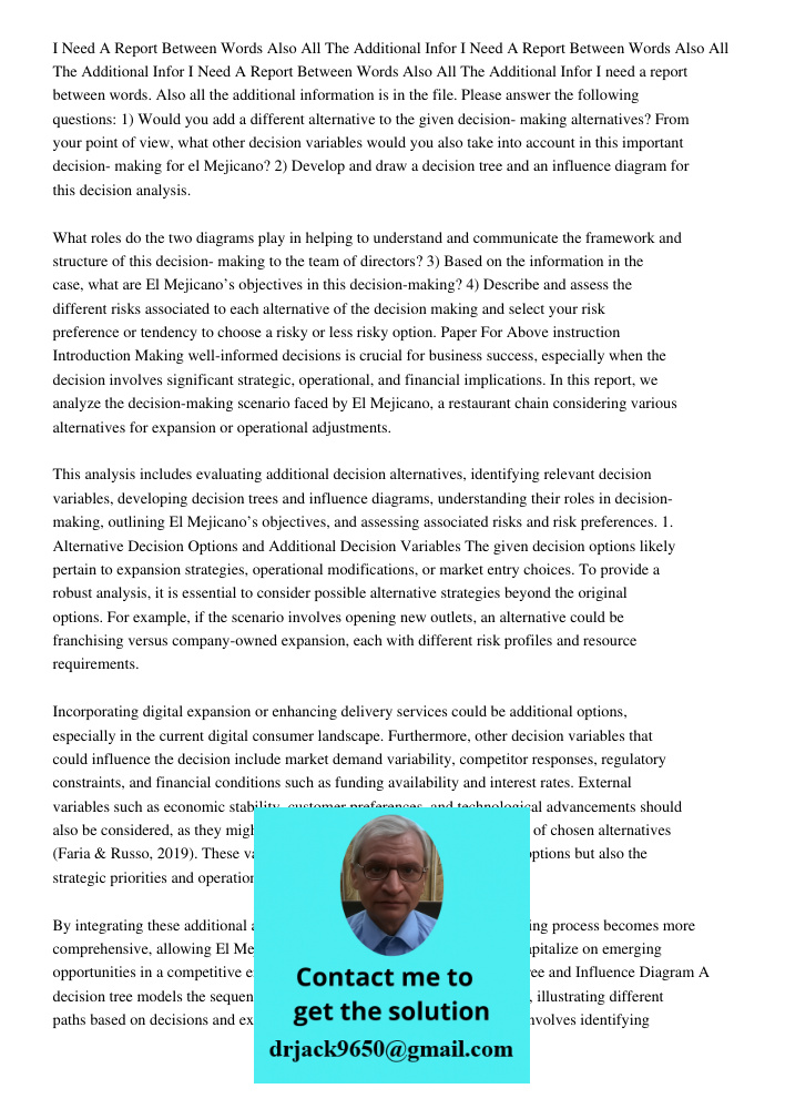 I Need A Report Between 2500 3000 Words Also All The Additional Infor I need a report between words. Also all the additional information is in the file. Please 