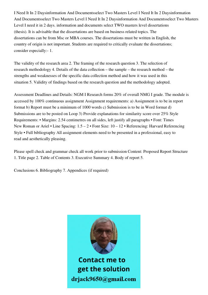 I Need It In 2 Daysinformation And Documentsselect Two Masters Level I need it in 2 days. information and documents select TWO masters level dissertations (thes