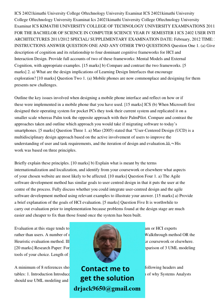 Ics 24021kimathi University College Oftechnology University Examinat ICS KIMATHI UNIVERSITY COLLEGE OF TECHNOLOGY UNIVERSITY EXAMINATIONS 2011/2012 EXAMINATION 