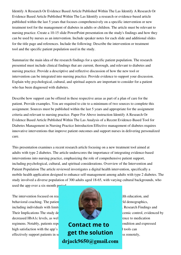 Identify a research or evidence-based article published within the last 5 years that focuses comprehensively on a specific intervention or new treatment tool fo