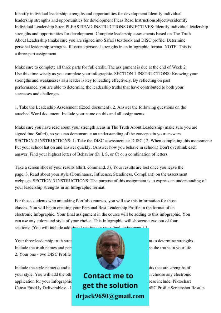 Pleas Read Instructionsobjectivesidentify Individual Leadership Stren PLEAS READ INSTRUCTIONS OBJECTIVES: Identify individual leadership strengths and opportuni