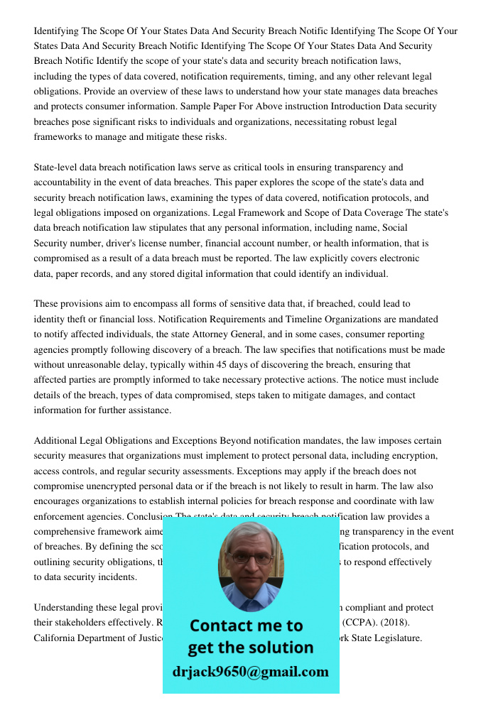 Identifying The Scope Of Your States Data And Security Breach Notific Identify the scope of your state's data and security breach notification laws, including t