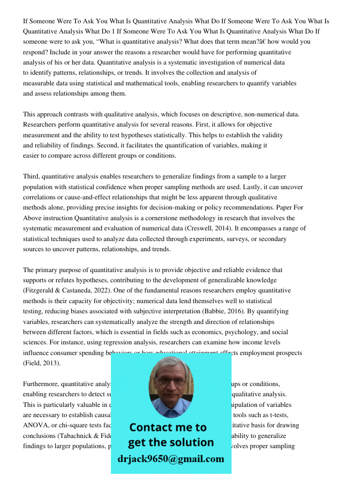 If Someone Were To Ask You What Is Quantitative Analysis What Do If someone were to ask you, “What is quantitative analysis? What does that term mean?” how woul