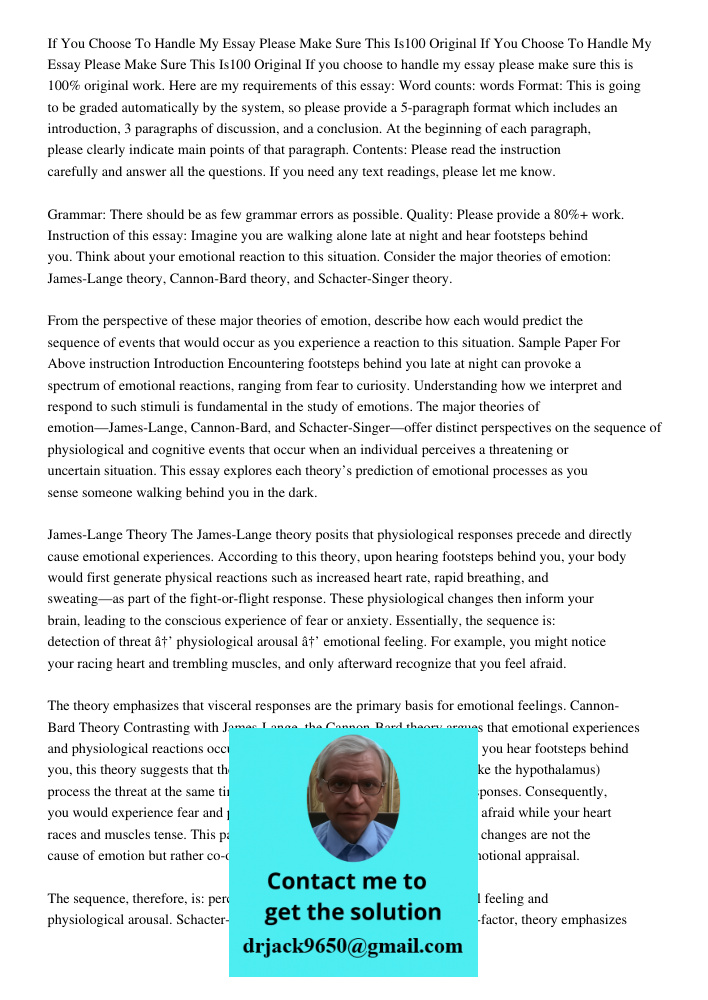 If you choose to handle my essay please make sure this is 100% original work. Here are my requirements of this essay: Word counts: words Format: This is going t