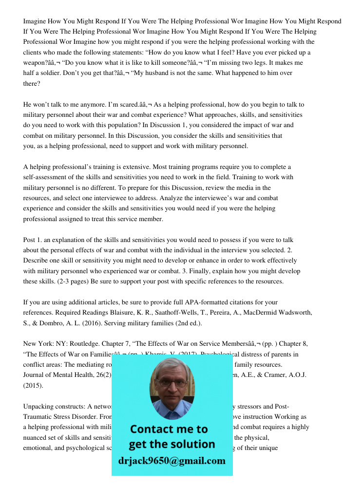 Imagine How You Might Respond If You Were The Helping Professional Wor Imagine how you might respond if you were the helping professional working with the clien