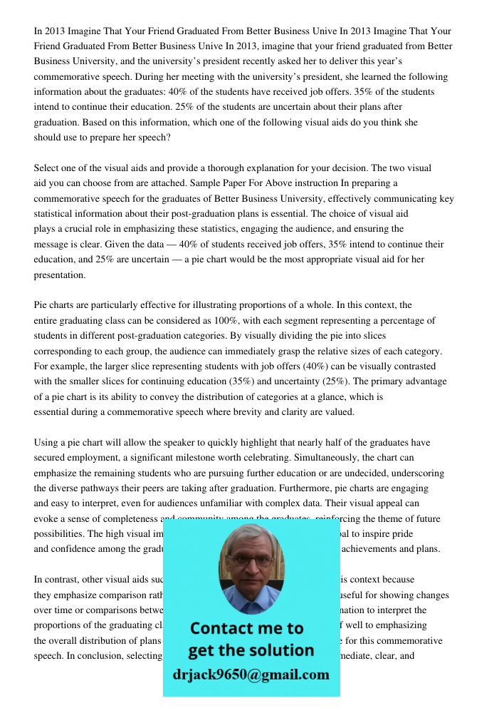 In 2013, imagine that your friend graduated from Better Business University, and the university’s president recently asked her to deliver this year’s commemorat