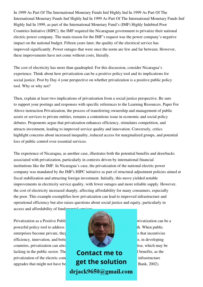 In 1999 As Part Of The International Monetary Funds Imf Highly Ind In 1999, as part of the International Monetary Fund’s (IMF) Highly Indebted Poor Countries In