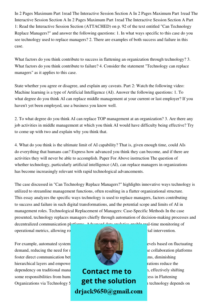 In 2 Pages Maximum Part 1read The Interactive Session Section A Part 1: Read the Interactive Session Section (ATTACHED) on p. 92 of the text entitled "Can Techn