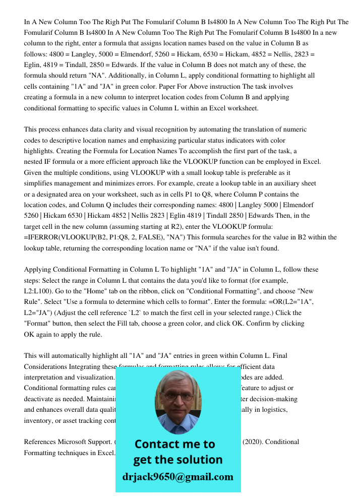 In A New Column Too The Righ Put The Fomularif Column B Is4800 In a new column to the right, enter a formula that assigns location names based on the value in C