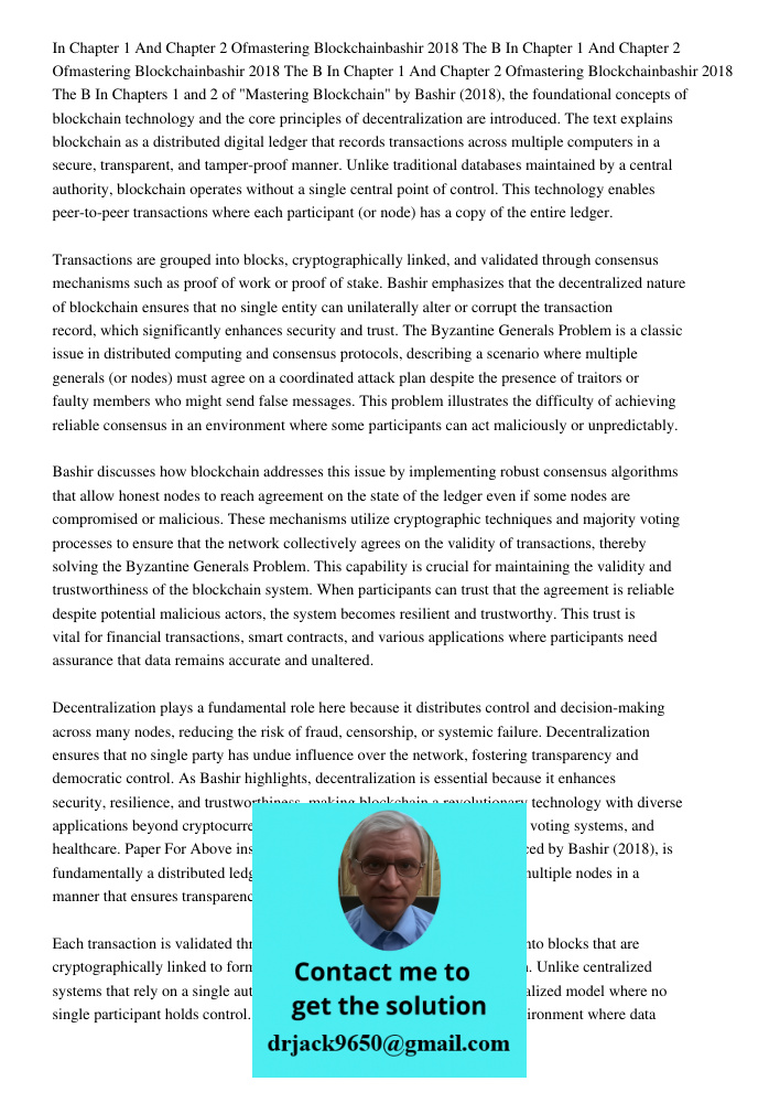 In Chapter 1 And Chapter 2 Ofmastering Blockchainbashir 2018 The B In Chapters 1 and 2 of "Mastering Blockchain" by Bashir (2018), the foundational concepts of 