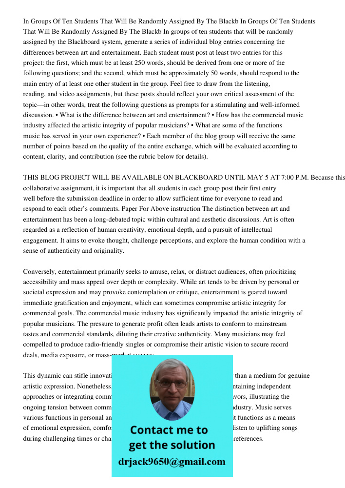 In groups of ten students that will be randomly assigned by the Blackboard system, generate a series of individual blog entries concerning the differences betwe