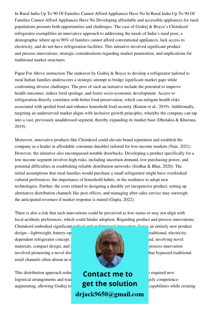 Developing affordable and accessible appliances for rural populations presents both opportunities and challenges. The case of Godrej & Boyce’s Chotukool refrige