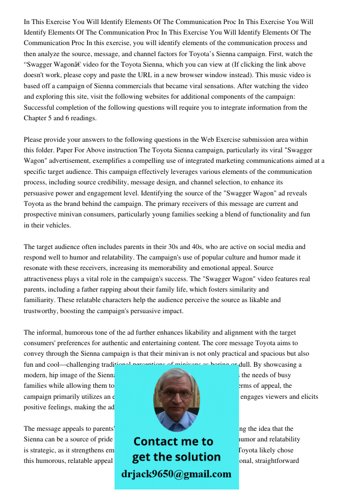 In This Exercise You Will Identify Elements Of The Communication Proc In this exercise, you will identify elements of the communication process and then analyze