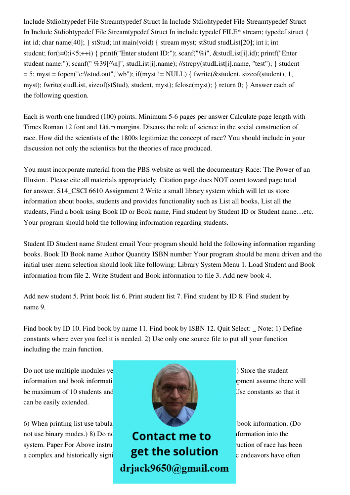 Include Stdiohtypedef File Streamtypedef Struct In Discuss the role of science in the social construction of race. How did the scientists of the 1800s legitimiz