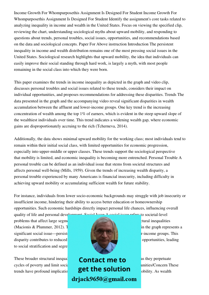 Identify the assignment's core tasks related to analyzing inequality in income and wealth in the United States. Focus on viewing the specified clip, reviewing t
